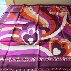 Vtg Ashear Silk Scarf 1970s Pinks Orange Made In Italy